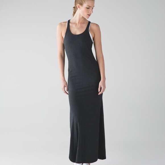 lululemon athletica Dresses & Skirts - Lululemon Refresh Maxi Dress II Heathered Black Size 4